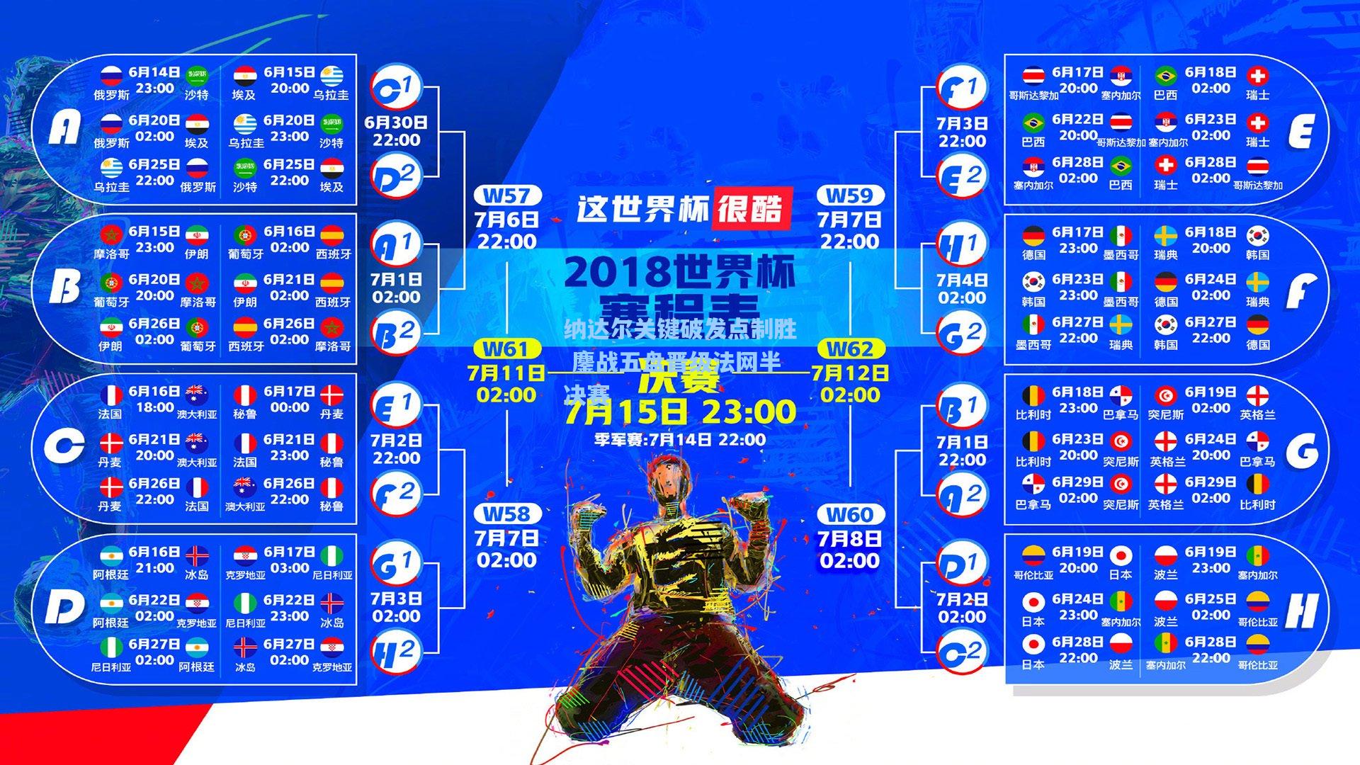 纳达尔关键破发点制胜 鏖战五盘晋级法网半决赛